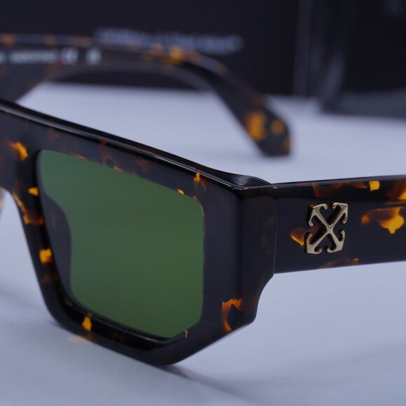 Off-White OERI13F VANCOUVER 6055 Geometric Sunglasses – Havana/Green - Picture 4 of 12